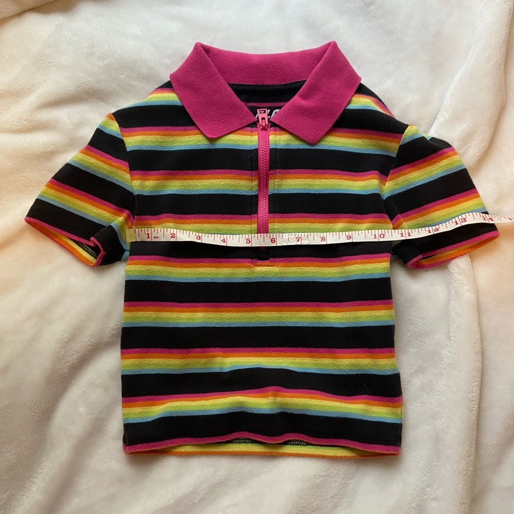 A-Lab Cordina Rainbow Zip Crop Polo Shirt